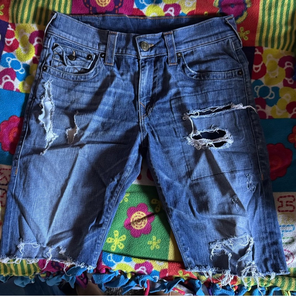 True Religion Blue Jean Shorts